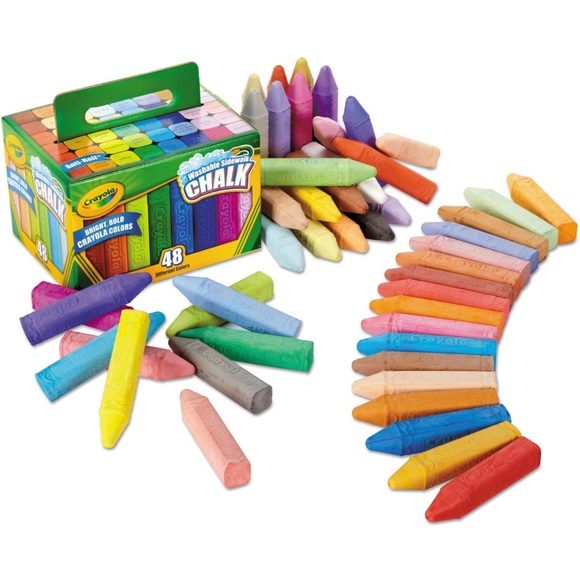 NEW Crayola Washable Sidewalk Chalk 48 Assorted Bright Colors 48 Sticks - Picture 2 of 2